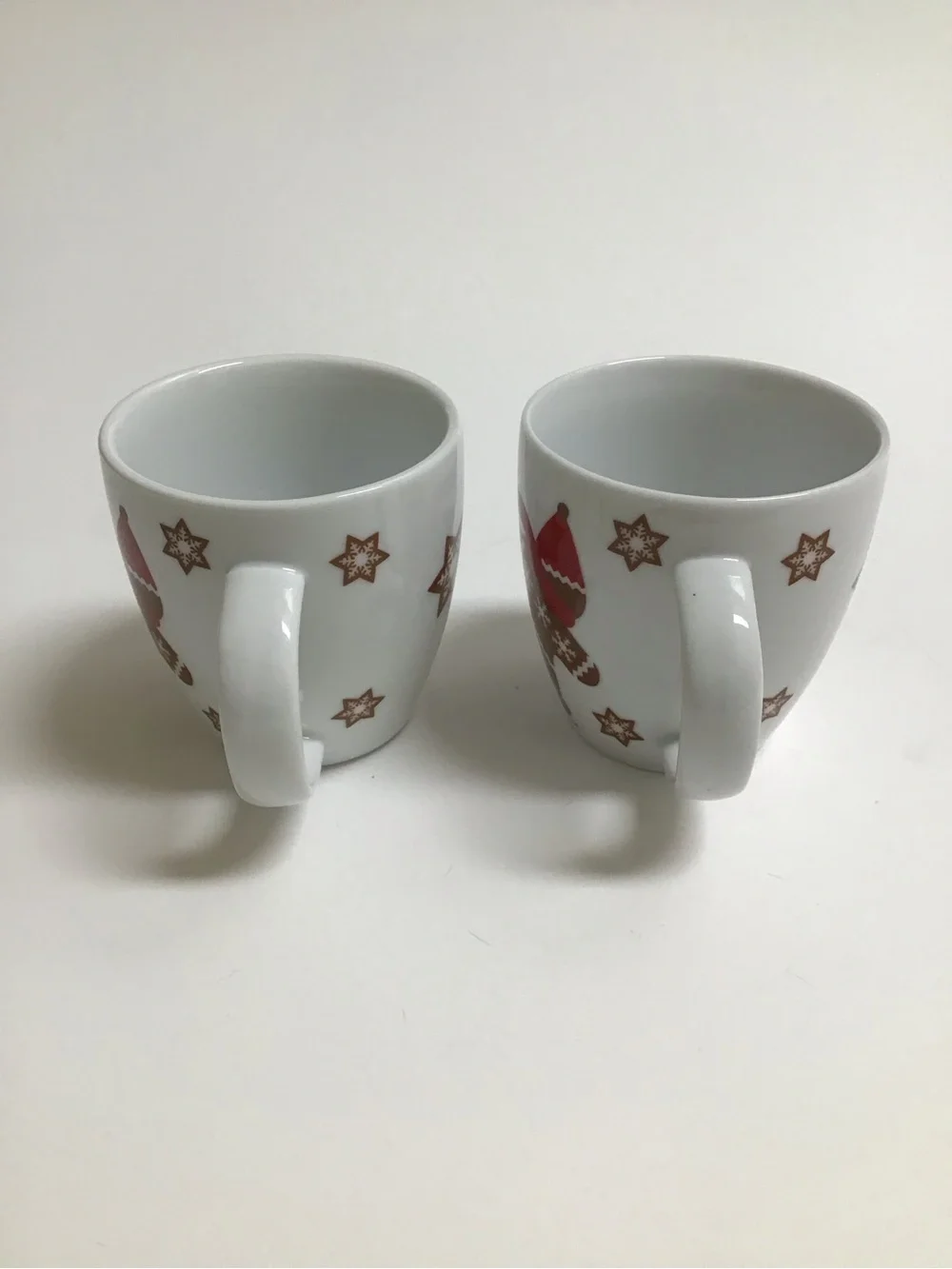 Crate & Barrel Christmas Espresso Mugs SET OF 2 Kids Gingerbread Man Snowflakes